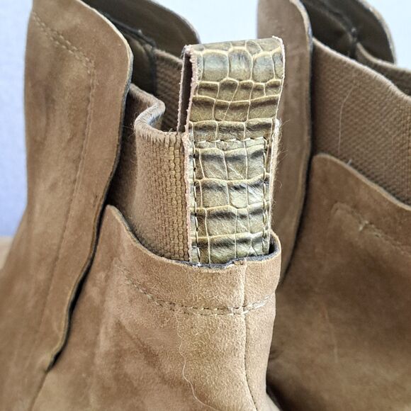 Vince Camuto Dendra Utility Green Suede Wedge Gore Boots Ankle Heeled 40 9 - Picture 9 of 13